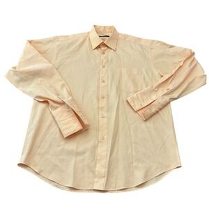 Z Zegna Men's Dress Shirt 42 Large Peach Orange Fine Twill Luxury Button Down
